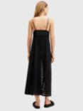 AllSaints Dahlia Embroidered Organic Cotton Blend Maxi Dress, Black