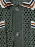 Reiss Kids' Coulson Crochet Contrast Trim Shirt, Dark Sage Green