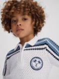 Reiss Kids' Stark Textured Cotton Half Zip Polo Shirt