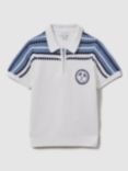 Reiss Kids' Stark Textured Cotton Half Zip Polo Shirt, Optic White