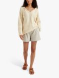 Chinti & Parker Goa Crochet Stitch Hooded Jumper, Cream