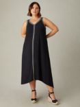 Live Unlimited Curve Knit Trim Hanky Hem Dress, Black