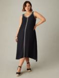 Live Unlimited Curve Petite Knit Trim Hanky Hem Dress, Black