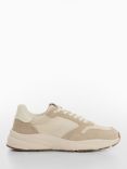 Mango Rope Leather Mix Trainers, Light Beige