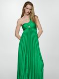 Mango Claudi Asymmetric Pleated Maxi Dress, Green