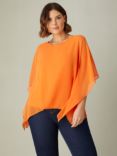 Live Unlimited Curve Chiffon Overlay Hanky Hem Top, Orange