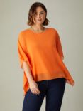 Live Unlimited Curve Chiffon Overlay Hanky Hem Top, Orange