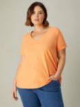 Live Unlimited Curve Cotton Slub V-Neck T-Shirt, Orange
