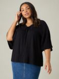Live Unlimited Curve Crinkle Tie Front Top