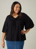 Live Unlimited Curve Crinkle Tie Front Top
