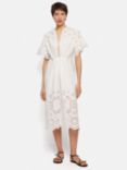 Jigsaw Broderie Kaftan Midi Dress, White