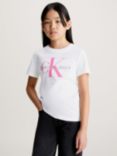 Calvin Klein Kids' Cotton Monogram Logo T-Shirt, Bright White