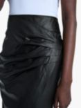 James Lakeland Faux Leather Ruched Midi Skirt