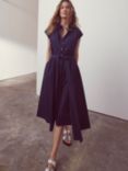 Mint Velvet Cotton Midi Shirt Dress, Navy