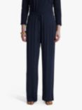 James Lakeland Satin Trim Wide Leg Trousers, Navy