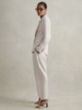 Reiss Farrah Linen Blend Tapered Trousers, Light Grey