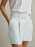 Reiss Lori Linen Blend Tailored Shorts, Blue