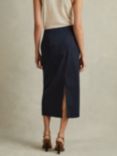 Reiss Nadia Pleat Detail Midi Pencil Skirt, Navy