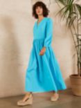 Great Plains Crisp Cotton Maxi Dress, Turquoise