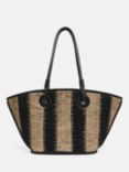 Jigsaw Raffia Stripe Tote Bag, Natural/Black