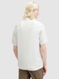 AllSaints Aquila Eagle Embroidered Relaxed Fit Satin Shirt, Avalon White