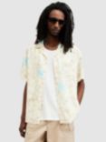 AllSaints Nevada Floral Print Short Sleeve Shirt, Wicker White/Multi