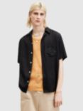 AllSaints Sunsmirk Embroidered Relaxed Fit Shirt, Jet Black