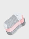 Crew Clothing Striped Bamboo Trainer Socks, Pack of 3, Oatmeal/Pink/Grey
