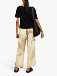 SISLEY Boxy Fit Cropped Boat Neck T-Shirt