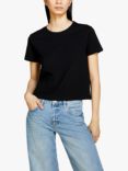 SISLEY Boxy Fit Organic Cotton T-Shirt, Black