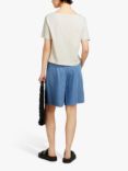 SISLEY Boxy Fit Cropped Boat Neck T-Shirt, Beige