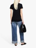 SISLEY Raw Cut Short Sleeve T-Shirt, Black