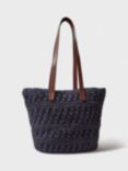 Crew Clothing Straw Shoulder Bag, Navy