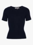 A-VIEW Rib Knit Short Sleeve Top, 999 Black