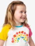 Frugi Kids' Nyomi Organic Cotton Rainbow Graphic Raglan T-Shirt, Soft White/Multi