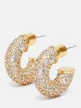 Jigsaw Diamante Encrusted Hoop Earrings, Gold