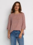 KAFFE Ebellen Half Sleeve Casual Fit Blouse, Dusty Red/Chalk