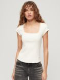 Superdry Essential Organic Cotton Square Neck T-Shirt, Off White