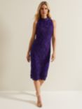 Phase Eight Andrea Tapework Dress, Violet