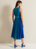 Phase Eight Simara Pleated Midi Dress, Blue/Green