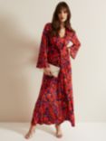Phase Eight Briella Leaf Print Jersey Maxi Dress, Vermillion/Multi