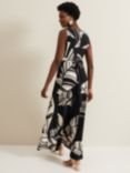 Phase Eight Artemis Leaf Print Maxi Dress, Black/White