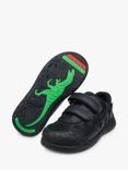 ToeZone Jay Dinosaur Double Rip Tape Ortholite School Shoes, Black