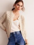 Boden Crochet Knit Cardigan, Warm Ivory