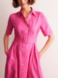 Boden Louise Linen Midi Shirt Dress, Pink