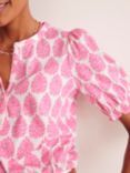 Boden Dolly Paisley Puff Sleeve Top, Sangria
