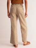 Boden Westbourne Geometric Honeycomb Print Linen Trousers, Brown/White