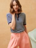 Brora Stripe Button Neck Top