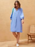 Brora Cross Dye Linen Tunic Dress, Cornflower