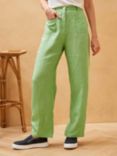 Brora Textured Stripe Linen Trousers, Apple